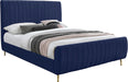 Zara Navy Velvet King Bed (3 Boxes) - Bargain Furniture (Detroit, MI)