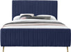 Zara Navy Velvet King Bed (3 Boxes) - Bargain Furniture (Detroit, MI)