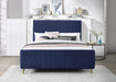 Zara Navy Velvet King Bed (3 Boxes) - Bargain Furniture (Detroit, MI)