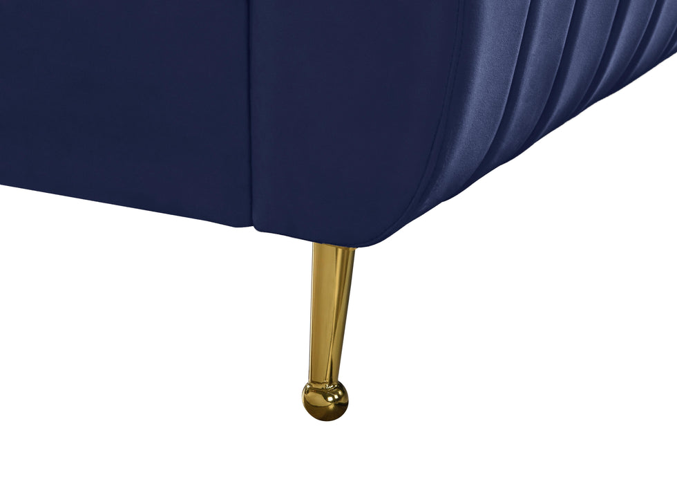 Zara Navy Velvet Twin Bed (3 Boxes) - Bargain Furniture (Detroit, MI)