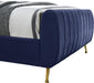 Zara Navy Velvet King Bed (3 Boxes) - Bargain Furniture (Detroit, MI)