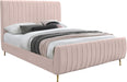 Zara Pink Velvet Queen Bed (3 Boxes) - Bargain Furniture (Detroit, MI)
