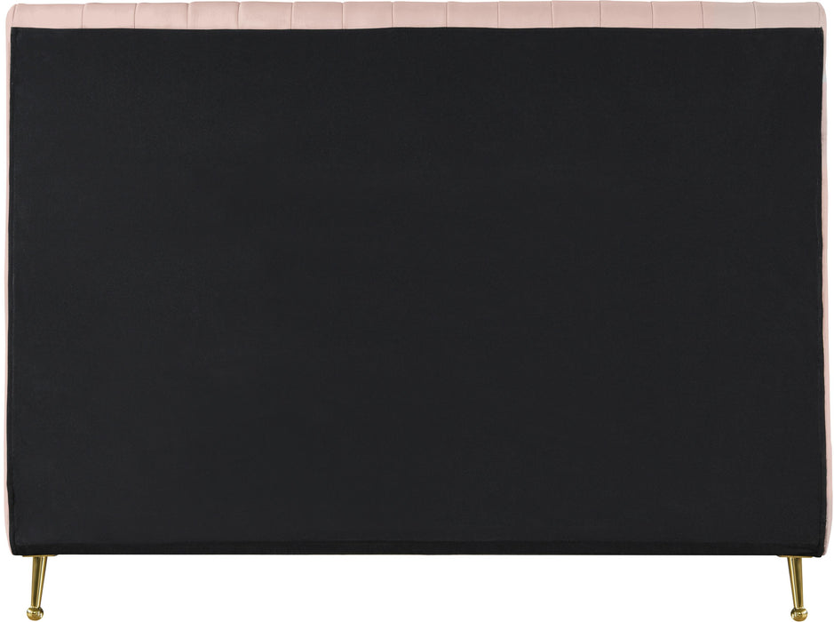 Zara Pink Velvet Queen Bed (3 Boxes) - Bargain Furniture (Detroit, MI)