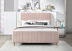 Zara Pink Velvet King Bed (3 Boxes) - Bargain Furniture (Detroit, MI)
