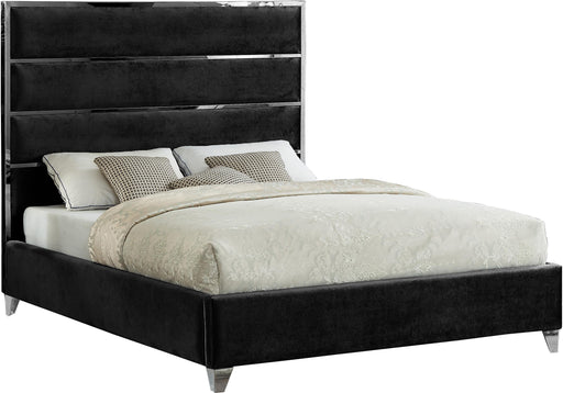 Zuma Black Velvet King Bed - Bargain Furniture (Detroit, MI)