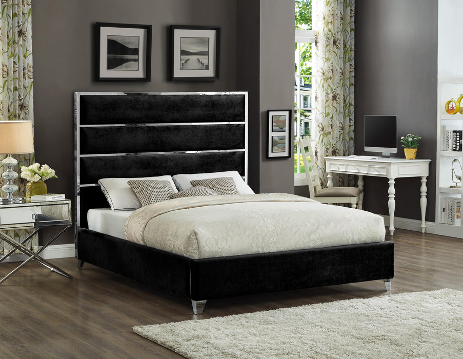 Zuma Black Velvet King Bed - Bargain Furniture (Detroit, MI)