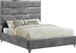 Zuma Grey Velvet Queen Bed - Bargain Furniture (Detroit, MI)