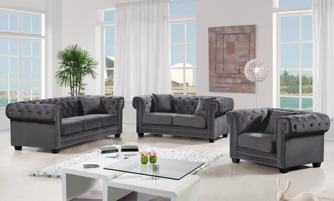 Bowery Grey Velvet Loveseat - Bargain Furniture (Detroit, MI)