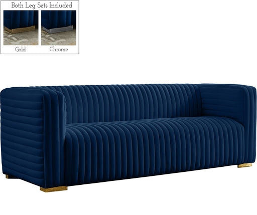 Ravish Navy Velvet Sofa - Bargain Furniture (Detroit, MI)