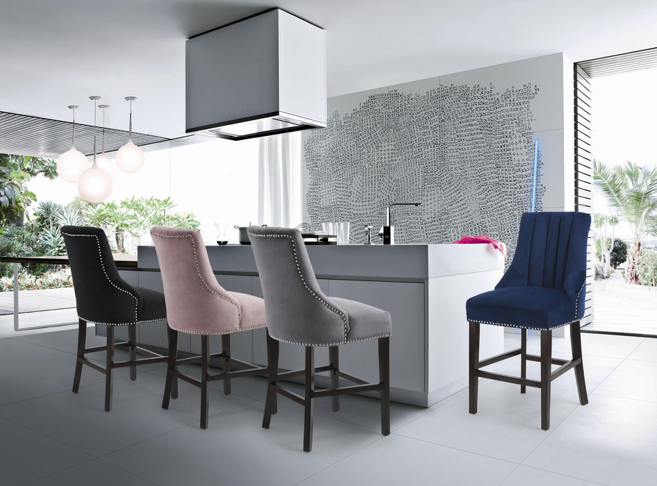 Oxford Grey Velvet Stool - Bargain Furniture (Detroit, MI)