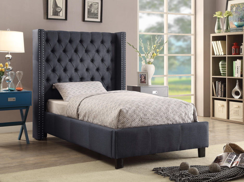 Ashton Grey Linen Twin Bed