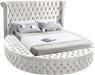 Luxus Cream Velvet King Bed (3 Boxes) - Bargain Furniture (Detroit, MI)