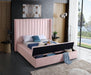 Kiki Pink Velvet Queen Bed (3 Boxes) - Bargain Furniture (Detroit, MI)