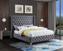 Savan Grey Velvet King Bed - Bargain Furniture (Detroit, MI)
