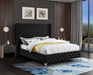 Savan Black Velvet Queen Bed - Bargain Furniture (Detroit, MI)