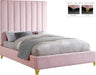 Via Pink Velvet Queen Bed - Bargain Furniture (Detroit, MI)