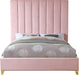 Via Pink Velvet Queen Bed - Bargain Furniture (Detroit, MI)