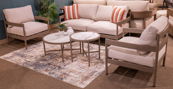 Bluff Trail Outdoor Love/Chairs/Tables Set (Set of 5) - Bargain Furniture (Detroit, MI)