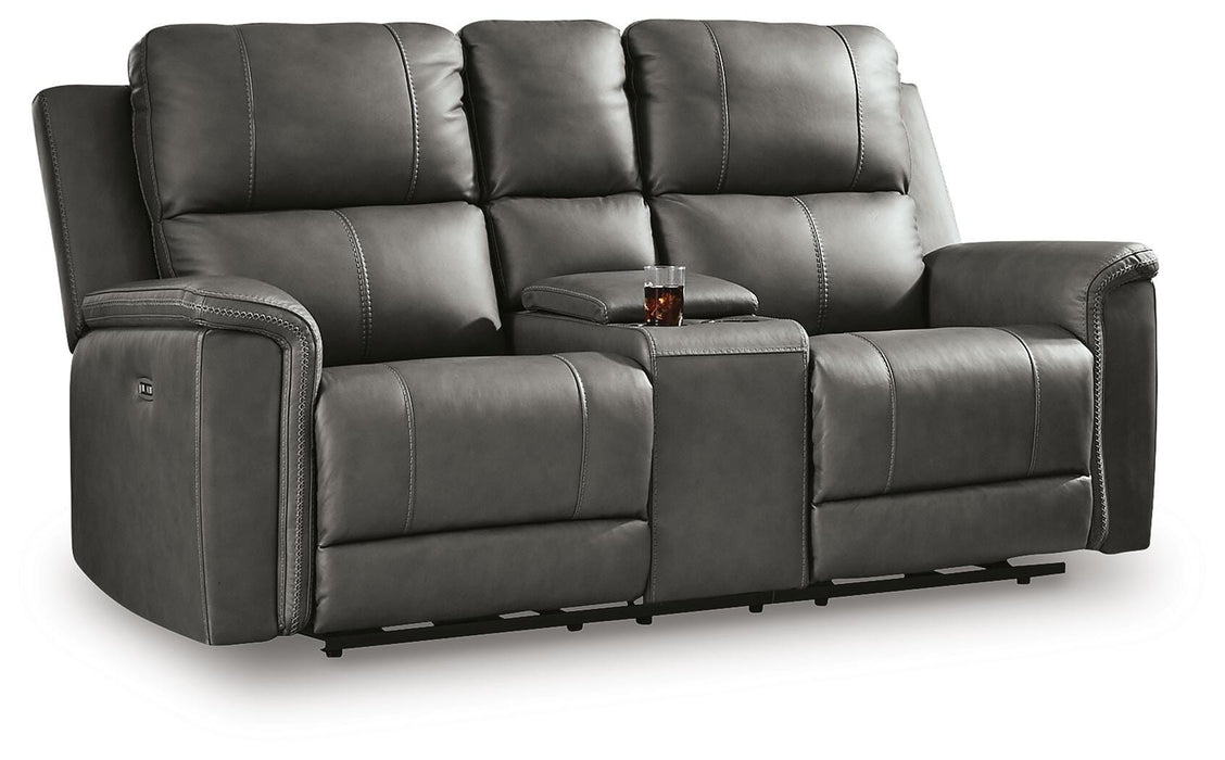 Bleckley Power Reclining Loveseat with Console - Bargain Furniture (Detroit, MI)