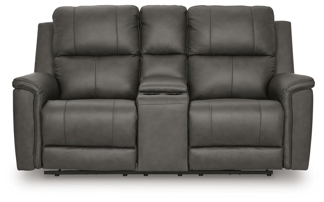 Bleckley Power Reclining Loveseat with Console - Bargain Furniture (Detroit, MI)