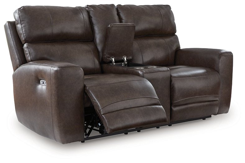 Crossplex Power Reclining Loveseat with Console - Bargain Furniture (Detroit, MI)
