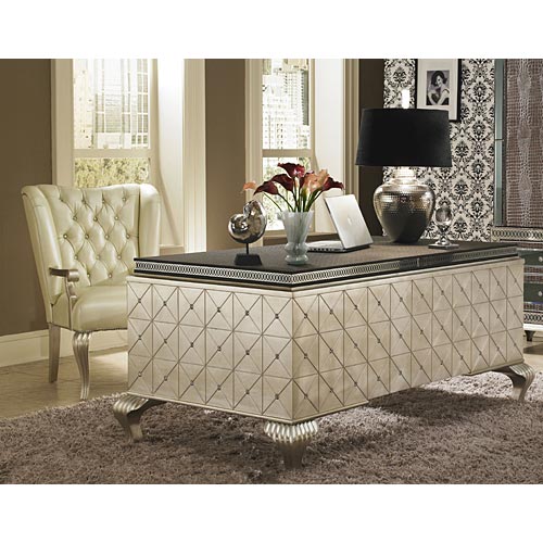 AICO Hollywood Swank Desk Chair in Creamy Pearl 03244-14 - Bargain Furniture (Detroit, MI)