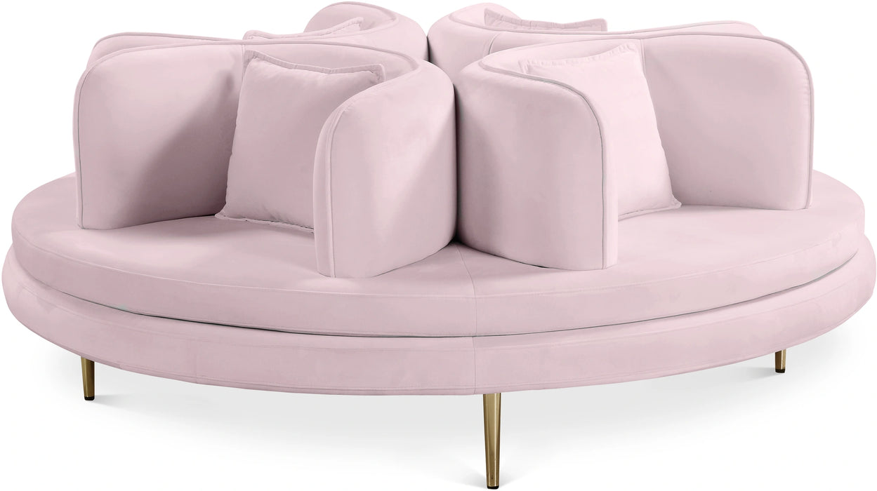Circlet PInk Velvet Round Sofa Settee