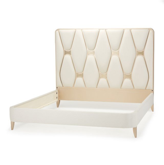 AICO La Rachelle Cal King Upholstered Panel Bed in Medium Champagne - Bargain Furniture (Detroit, MI)