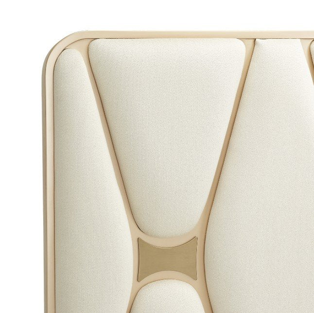 AICO La Rachelle Cal King Upholstered Panel Bed in Medium Champagne - Bargain Furniture (Detroit, MI)