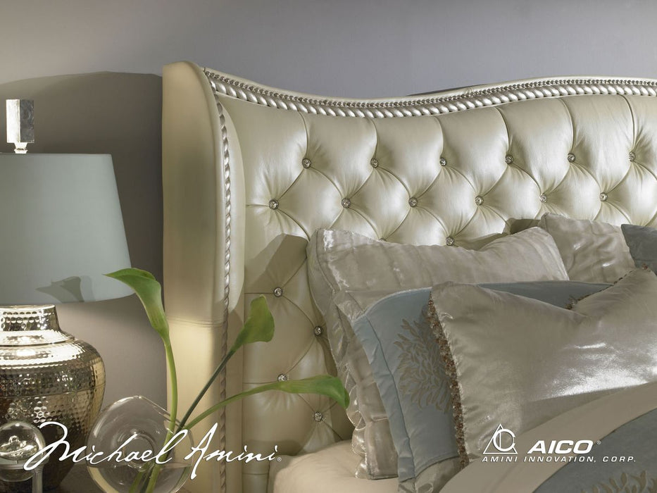 AICO Hollywood Swank Cal King Upholstered Platform Bed in Pearl - Bargain Furniture (Detroit, MI)