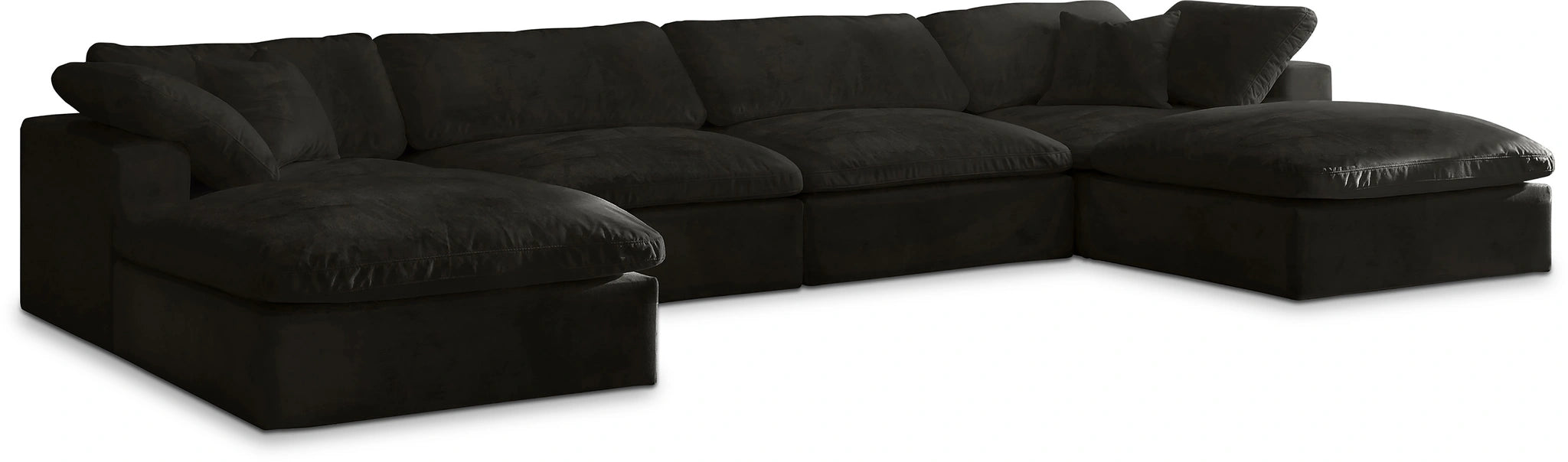 Cozy Black Velvet Cloud Modular Sectional
