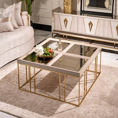 AICO Carmela Cocktail Table in Shimmer Ivory - Bargain Furniture (Detroit, MI)