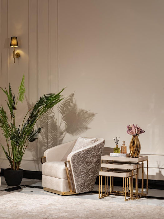 AICO Carmela Nesting Tables in Shimmer Ivory - Bargain Furniture (Detroit, MI)