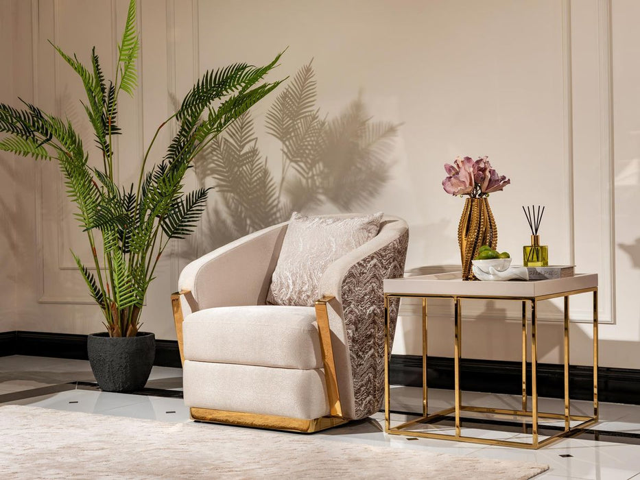 AICO Carmela Side Table in Shimmer Ivory - Bargain Furniture (Detroit, MI)