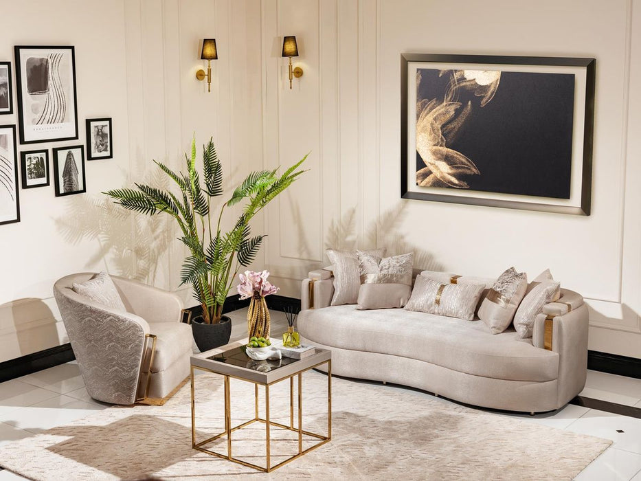 AICO Carmela Side Table in Shimmer Ivory - Bargain Furniture (Detroit, MI)