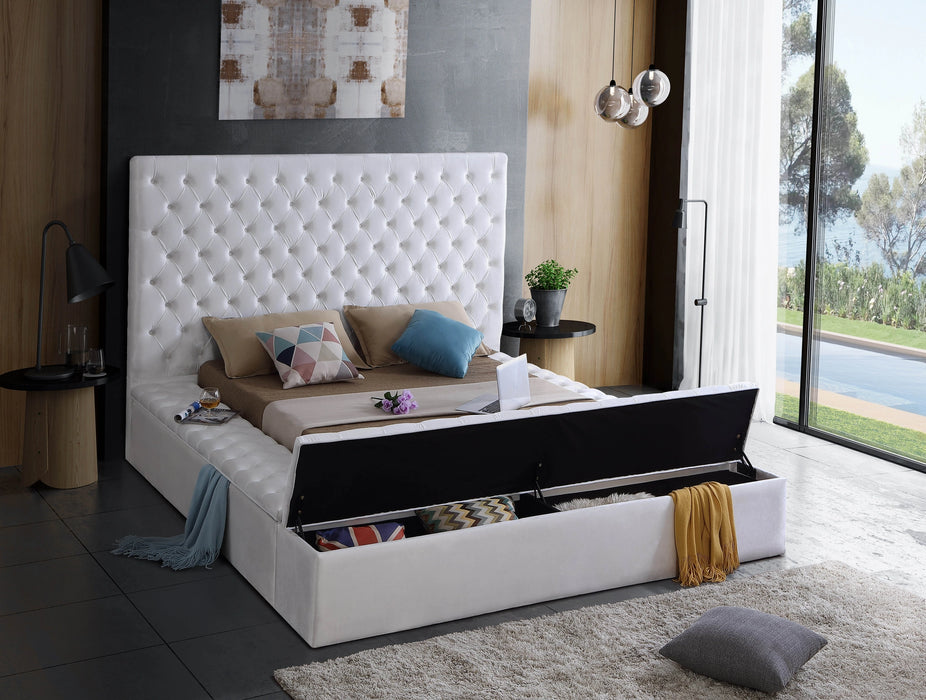 Bliss White Velvet Full Bed (3 Boxes)