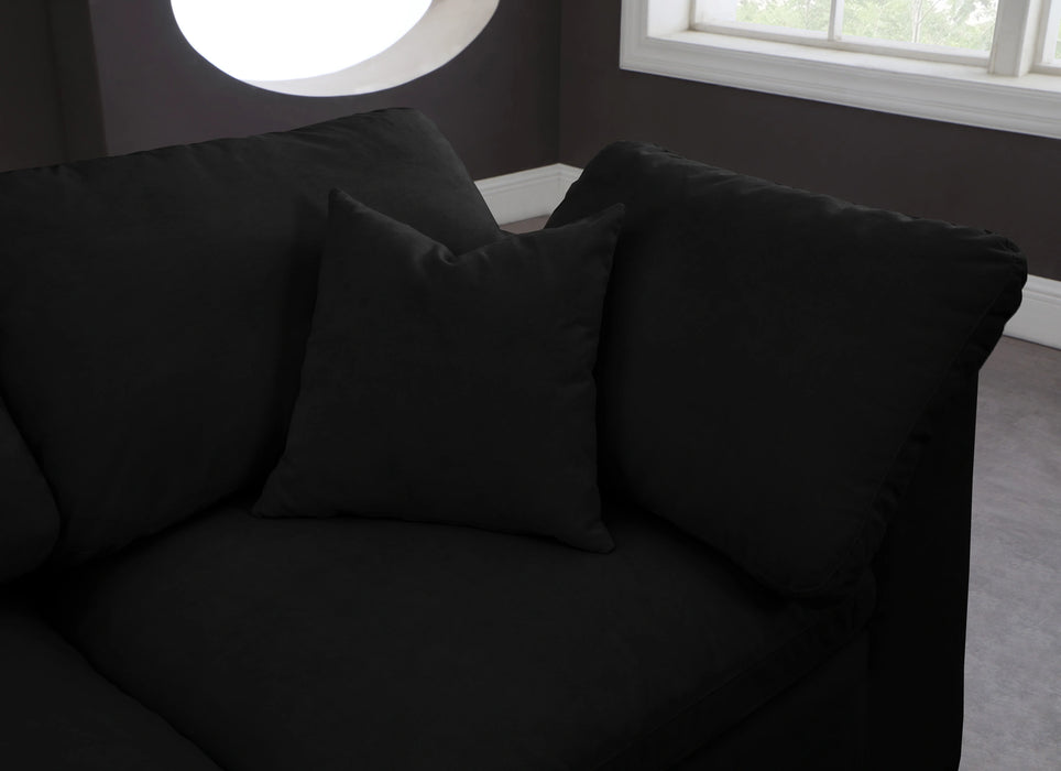 Cozy Black Velvet Cloud Modular Sectional