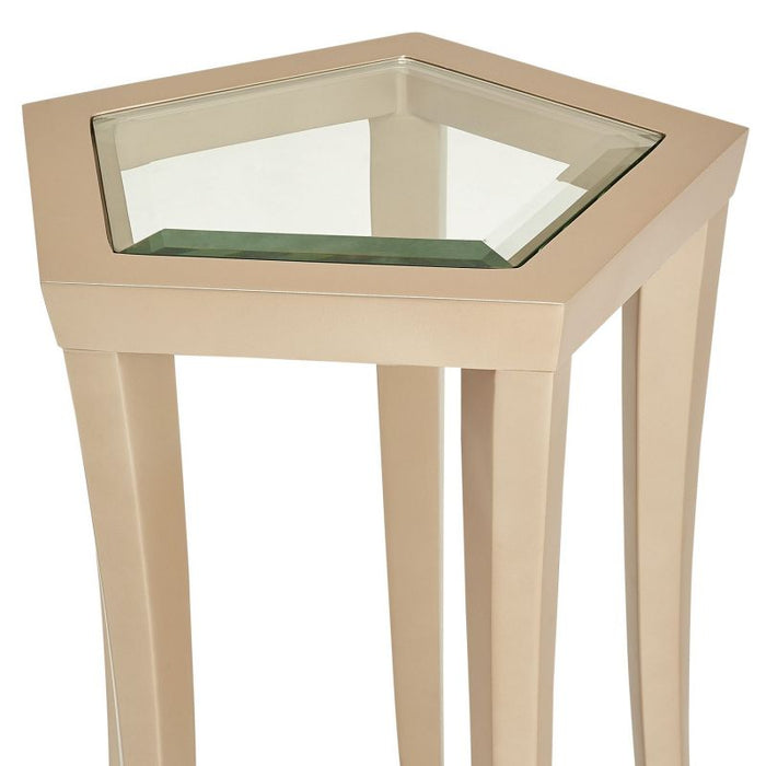AICO La Rachelle Chairside Table in Medium Champagne - Bargain Furniture (Detroit, MI)