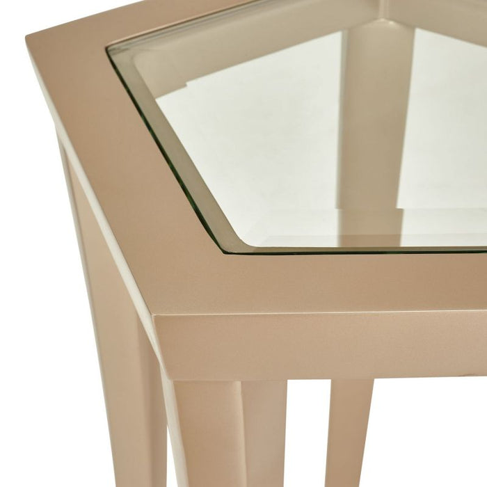 AICO La Rachelle Chairside Table in Medium Champagne - Bargain Furniture (Detroit, MI)