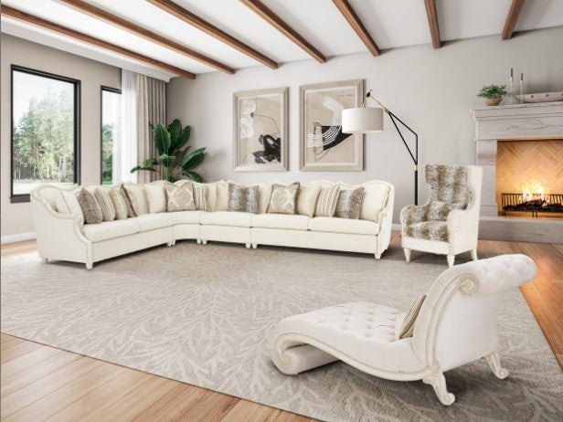 AICO Chamberi Chaise in Ivory Classic Pearl - Bargain Furniture (Detroit, MI)