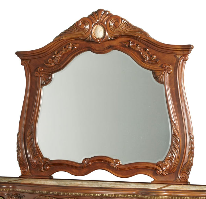AICO Cortina Mirror in Honey Walnut - Bargain Furniture (Detroit, MI)
