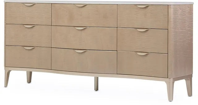 AICO Malibu Crest 9 Drawer Dresser in Blush - Bargain Furniture (Detroit, MI)