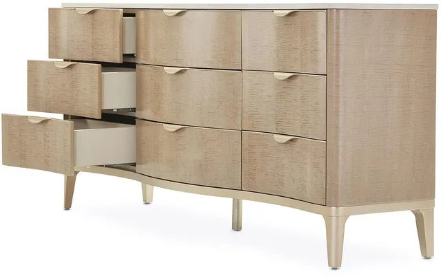 AICO Malibu Crest 9 Drawer Dresser in Blush - Bargain Furniture (Detroit, MI)