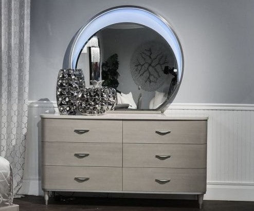 AICO Eclipse Mirror in Moonlight - Bargain Furniture (Detroit, MI)