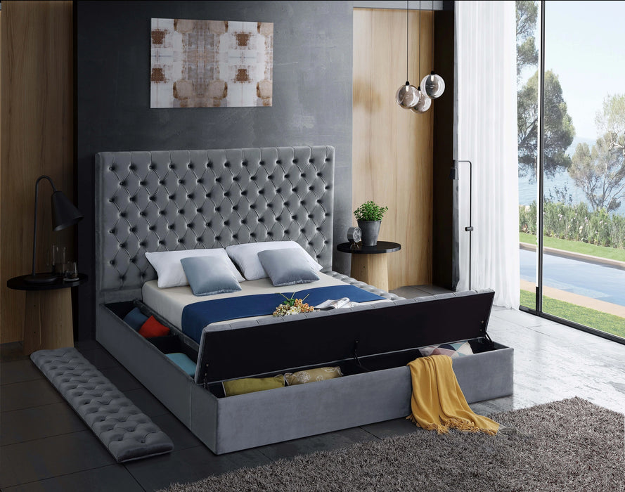 Bliss Grey Velvet Full Bed (3 Boxes)
