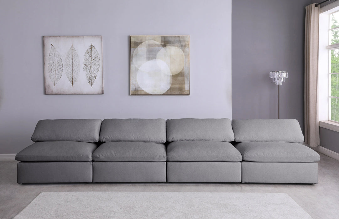 Serene Grey Linen Fabric Deluxe Cloud Modular Armless Sofa