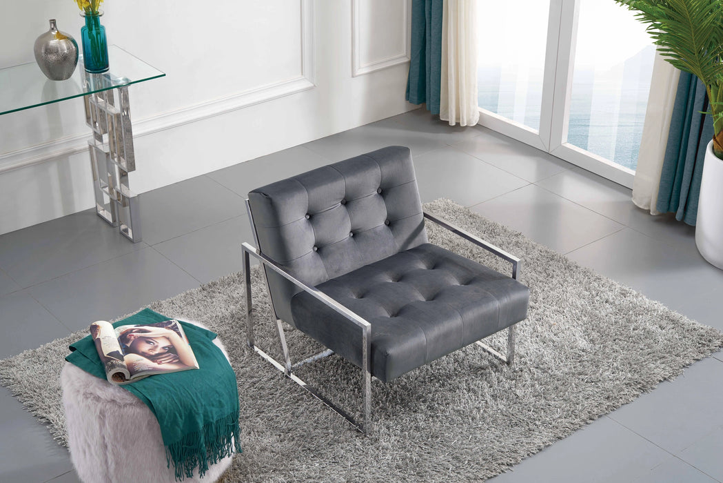 Alexis Grey Velvet Accent Chair