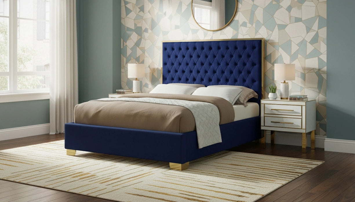 Lana Navy Velvet Full Bed