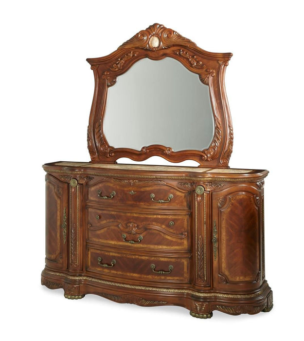 AICO Cortina Mirror in Honey Walnut - Bargain Furniture (Detroit, MI)