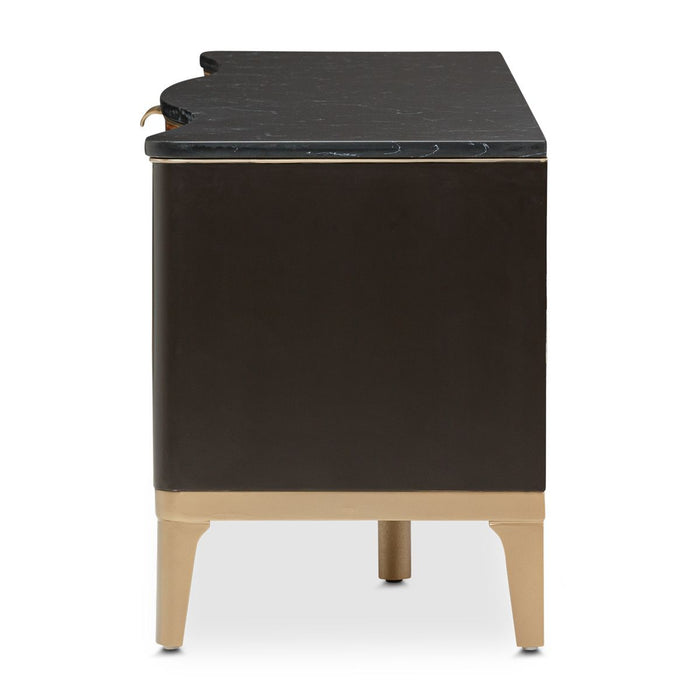 AICO Malibu Crest TV Console in Crotch Mahogany - Bargain Furniture (Detroit, MI)